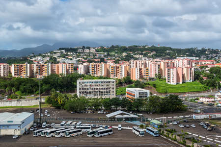 Fort-de-France, Martinique - December 19, 2016: Cityscape of Fort-de-France, Martinique, Lesser Antilles, West Indies, Caribbean. View from the cruise ship.のeditorial素材