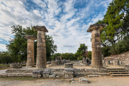 Ruins of the Temple of Hera, Olympia, Greeceの写真素材