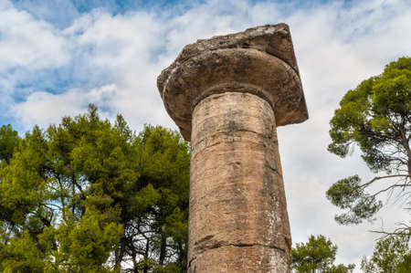 Remains of Ionic Column from ancient Olympia, Greeceの写真素材