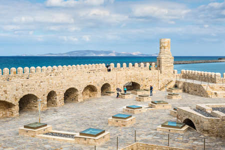 Heraklion, Crete, Greece - November 2, 2017: Rooftop view of the old venetian fortress Koules at the...