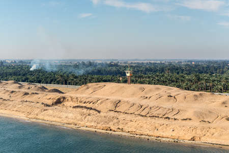 Ismailia, Egypt - November 5, 2017: Military watch tower in the desert near Ismailia, Suez Canal, Egypt, Africa.のeditorial素材