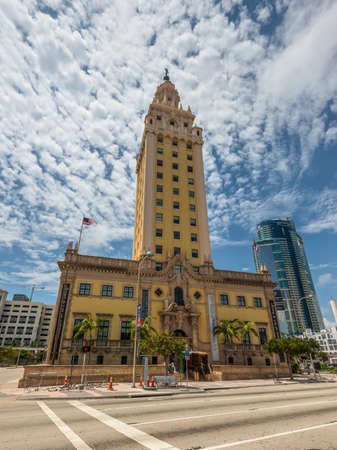 Miami, FL, United States - April 19, 2019: The Miami Freedom Tower, Historical Symbol of Cuban Immigration. In 2008 the tower was declared a national monument of the United States.のeditorial素材