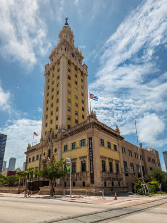 Miami, FL, United States - April 19, 2019: The Miami Freedom Tower, Historical Symbol of Cuban Immigration. In 2008 the tower was declared a national monument of the United States.のeditorial素材