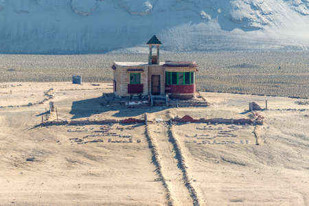 El Qantara, Egypt - November 5, 2017: Building on the shore of Suez canal near El Qantara, Egypt. Typical landscape.のeditorial素材