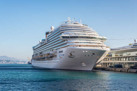 Savona, Italy - December 1, 2018: Costa Diadema cruise ship in the Ligurian sea port at the cruises terminal in Savona, Italy.のeditorial素材