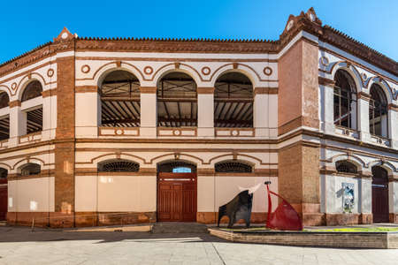Malaga, Spain - December 4, 2018: The building of La Malagueta Bullring Arena, located in Plaza de Toros of Malaga, Andalusia, Spain.のeditorial素材