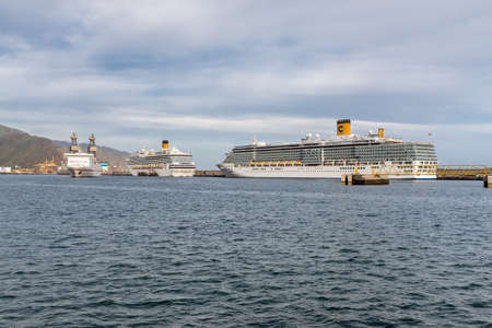 Santa Cruz de Tenerife, Canary Islands, Spain - Desember 6, 2018: Cruise ships Costa Magica and Costa Deliziosa in port of Santa Cruz de Tenerife, Canary Islands, Spain.のeditorial素材