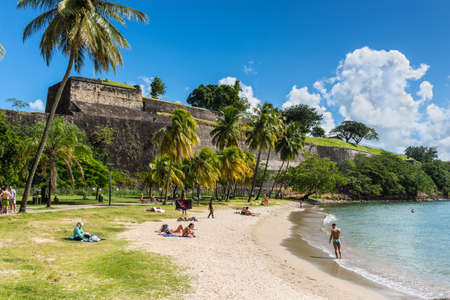 Fort-de-France, Martinique - December 13, 2018: La Francaise beach (Plage de la Francaise) is located in downtown Fort de France, the capital of the Caribbean island of Martinique.のeditorial素材