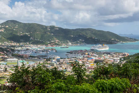Road Town, British Virgin Islands - December 16, 2018: Landscape of the Road Harbour, Road Town in...