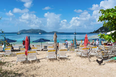 Cane Garden Bay, Tortola, British Virgin Islands - December 16, 2018:  View of famous Cane Garden Bay, a popular tourist destination in the Caribbean island of Tortola, British Virgin Islands.のeditorial素材