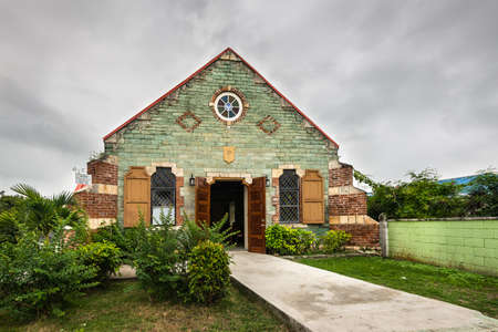 St John's, Antigua and Barbuda - December 18, 2018: St. Barnabas Anglican Church in St John's in cloudy weather, Antigua and Barbuda.のeditorial素材