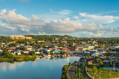 St John's, Antigua and Barbuda - December 19, 2018: Cityscape of the St John's, Antigua island, it's twilight time.のeditorial素材