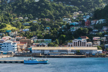 Kingstown, Saint Vincent and the Grenadines - December 19, 2018: Kingstown view from the sea in Saint Vincent and the Grenadines.のeditorial素材