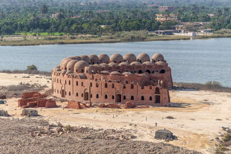 Serapeum, Egypt - November 14, 2019: Unfinished hotel on the Suez Canal near Serapeum, Al Qantarah Sharq, Egypt.のeditorial素材