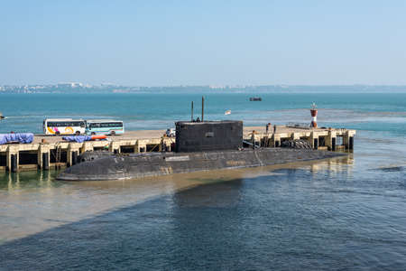 Mormugao, Goa, India - November 23, 2019: Indian Navy diesel-electric attack submarine or...