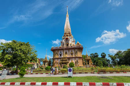 Phuket, Thailand - November 29, 2019: View of the pagoda in the Wat Chalong Temple or Wat Chaitararam Temple famous attractions and place of worship in Phuket Province, Thailand.のeditorial素材