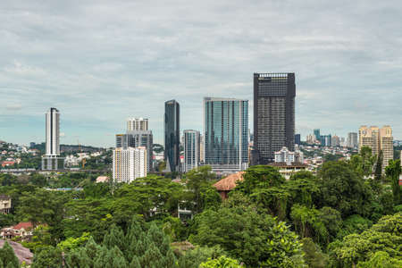 Kuala Lumpur, Malaysia - December 2, 2019: View of HQ Office buildings, Corporate Tower and other skyscrapers at Kuala Lumpur, Malaysia.のeditorial素材