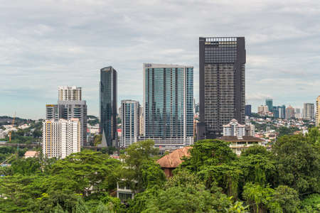 Kuala Lumpur, Malaysia - December 2, 2019: View of HQ Office buildings, Corporate Tower and other skyscrapers at Kuala Lumpur, Malaysia.のeditorial素材