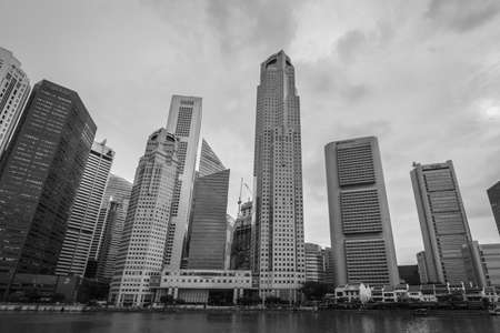 Singapore - December 3, 2019:  Singapore city skyline of business district downtown and Singapore...