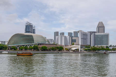 Singapore - December 3, 2019: The Esplanade is a world renowned performing arts centre. Its twin domes are nicknamed as the Durian. Located at Waterfront, Marina Bay, mouth of Singapore River.のeditorial素材