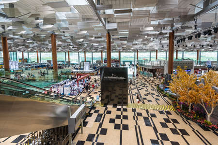 Singapore - December 6, 2019: Interior of the Singapore Changi Airport - the primary civilian airport for Singapore, and one of the largest transportation hubs in Southeast Asia.