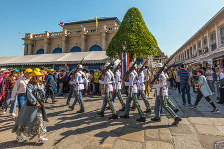 Bangkok, Thailand - December 7, 2019: Change of Guards parade at The Grand Palace, Bangkok by...