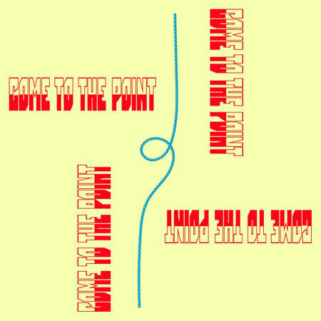 illustration on which expression of come to the point on a yellow background is representedのイラスト素材