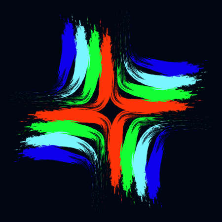 illustration on which multi-colored dabs on a black background are representedのイラスト素材