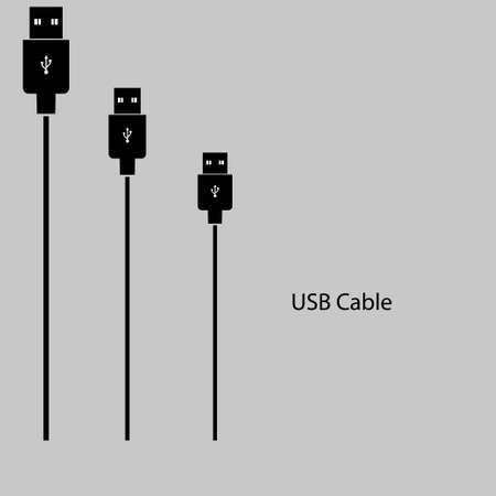 USB a cable on a gray background. Vector illustrationのイラスト素材