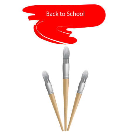 Red paint and brushes on a white background. Vector illustrationのイラスト素材