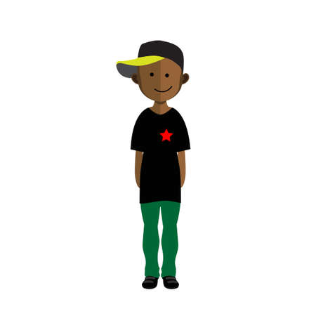 The guy in a cap and with a star. Vector illustration