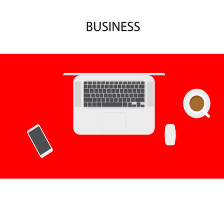 Laptop, smartphone, coffee in the background Vector illustrationのイラスト素材