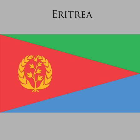Eritrean flag on a gray background. Vector illustrationのイラスト素材