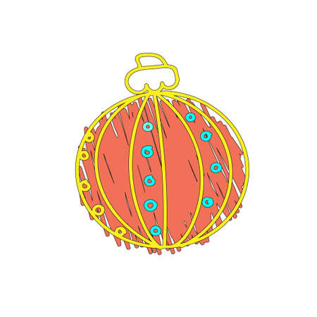Christmas orange ball on a white background. Vector illustrationのイラスト素材