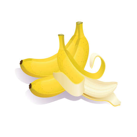 Yellow bananas on a white background. Vector illustrationのイラスト素材