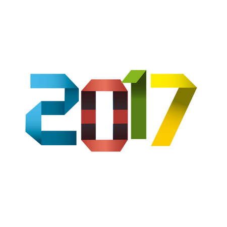 Origami New Year sign on a white background. Vector illustration