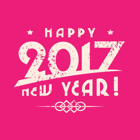 New Year greeting on a pink background. Vector illustrationのイラスト素材