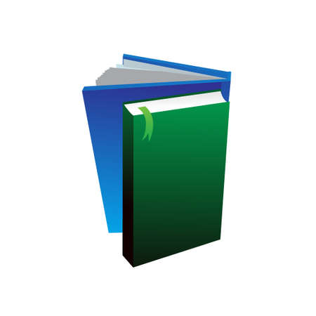 Green and blue books for school on white background. Vector illustrationのイラスト素材
