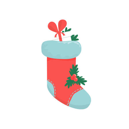 Christmas boots on a white background. Vector illustrationのイラスト素材