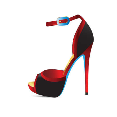 Red shoes with high heels. Vector illustrationのイラスト素材