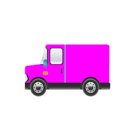 Beautiful pink truck on a white background. Vector illustrationのイラスト素材
