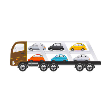 Beautiful truck for transportation of cars on a white background. Vector illustrationのイラスト素材