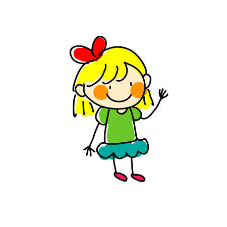 The girl with yellow hair on a white background. Vector illustrationのイラスト素材