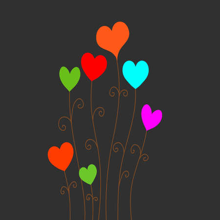Colored hearts on a dark background. Vector illustrationのイラスト素材