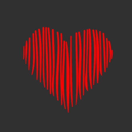 Striped heart on a gray background. Vector illustrationのイラスト素材