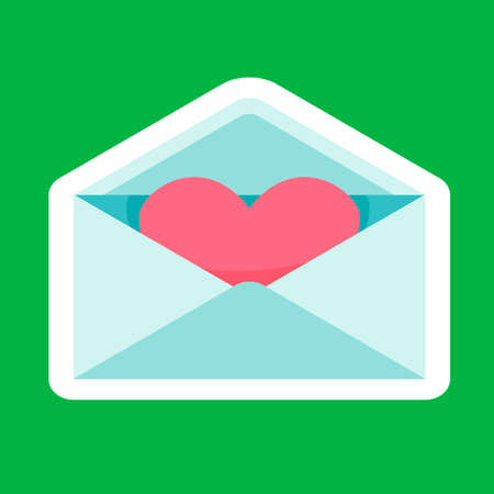 Love envelope with heart on a green illustrationのイラスト素材
