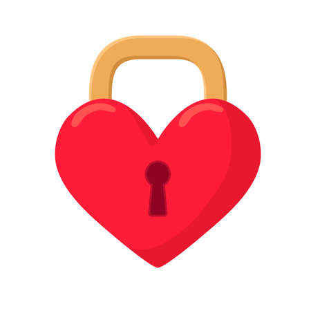 Heart padlock on a white background. Vector illustrationのイラスト素材