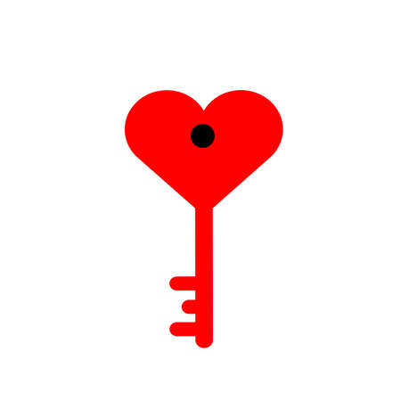 The red key to the heart on a white background. Vector illustrationのイラスト素材