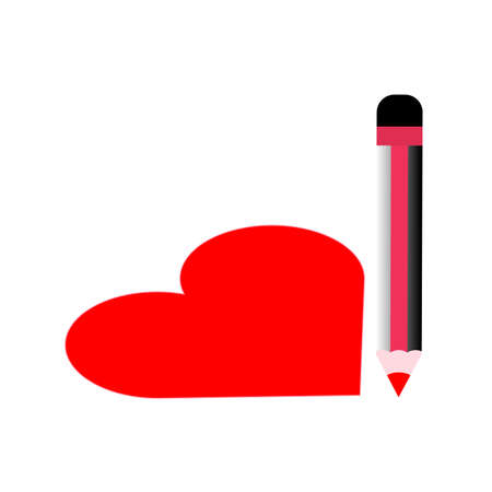 Heart and pencil on a white background. Vector illustrationのイラスト素材