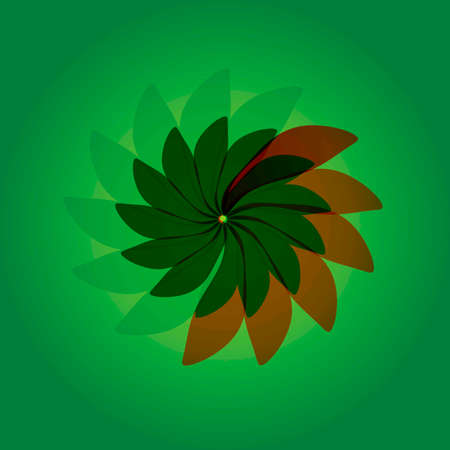 Green, yellow petals on the green background. Vector illustrationのイラスト素材
